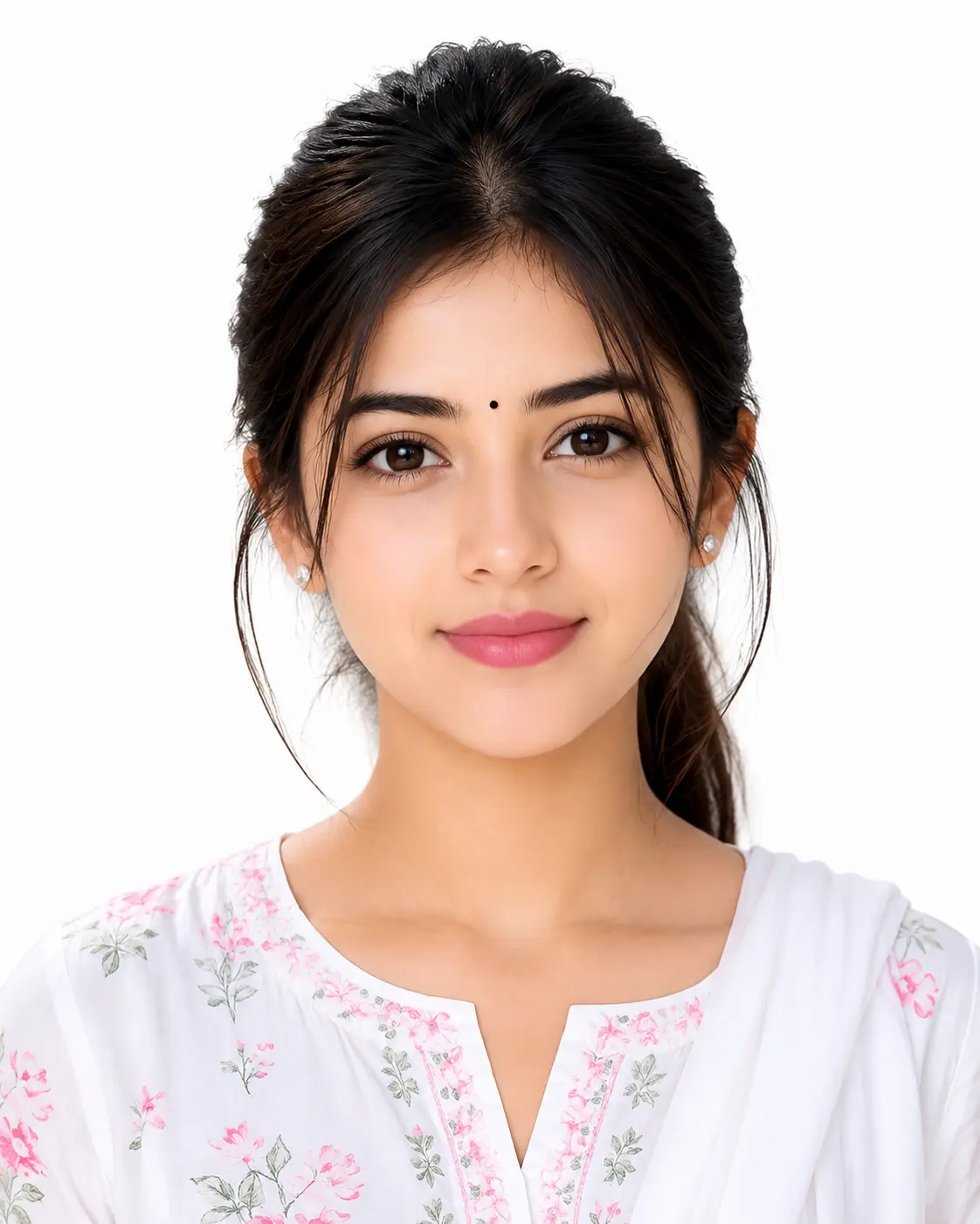 White background passport size photo